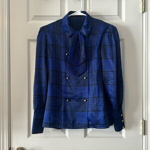 Louis Feraud Blue and Black Blouse